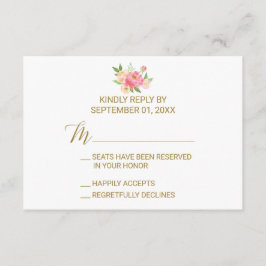 Peach and Pink Peony Blume RSVP Card Einladung