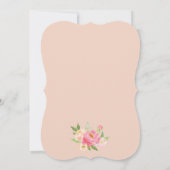Peach and Pink Peony Blume Taufe Einladung (Rückseite)