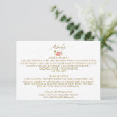 Peach and Pink Peony Blume Wedding Details Card Begleitkarte (Stehend Vorderseite)