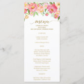 Peach and Pink Peony Blume Wedding Menu Card Menükarte (Vorderseite)