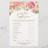 Peach and Pink Peony Guess The Right Price Game (Vorderseite)