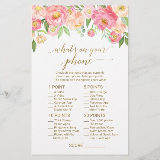 Peach and Pink Peony Guess The Right Price Game (Rückseite)