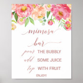 Peach and Pink Peony Rose Gold Mimosa Bar Sign Poster (Vorne)