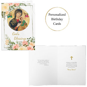 Peach and Pink Roses Gold Frame Geburtstagskarte Karte