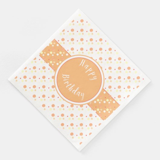 Peach and Polka Dot Happy Birthday Paper Napkins Serviette (Ecke)