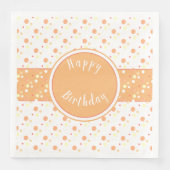 Peach and Polka Dot Happy Birthday Paper Napkins Serviette (Vorderseite)