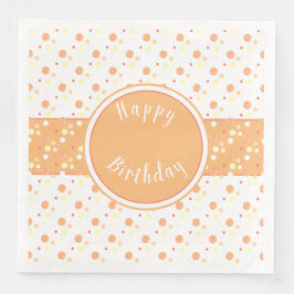 Peach and Polka Dot Happy Birthday Paper Napkins Serviette