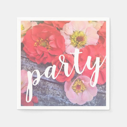 Peach and Poppy Party Napkin Serviette (Vorderseite)