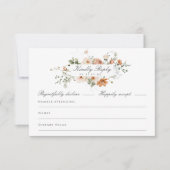 Peach and Sage Green Blumengarten Hochzeit RSVP Karte (Vorderseite)