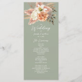 Peach and Sage Rustic Floral Hochzeit Zeremonie Programm (Vorderseite)