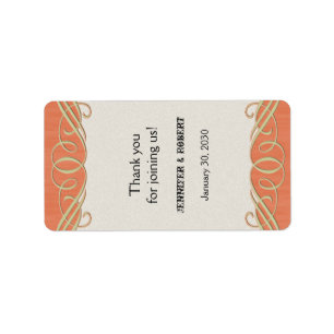 Peach and Sage Scroll Wedding Lip Balm Label Adressaufkleber