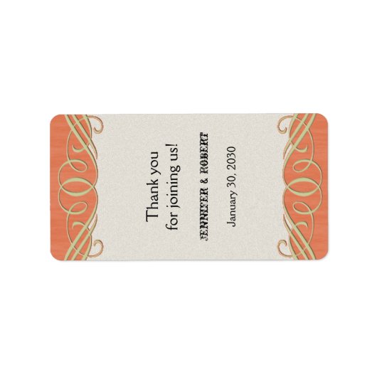 Peach and Sage Scroll Wedding Lip Balm Label Adressaufkleber (Vorne)