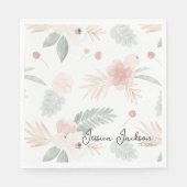 Peach and Sage Watercolor Flowers Bridal Shower Serviette (Vorderseite)