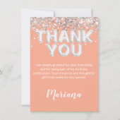 Peach and Silver Party Danke Karte (Vorderseite)