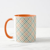 Peach and Teal Plaid Design Tasse (Links)