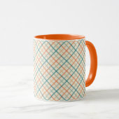Peach and Teal Plaid Design Tasse (VorderseiteRechts)