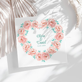 Peach and Turquoise Floral Wedding Serviette