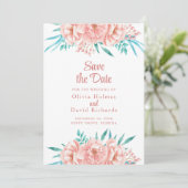 Peach and Turquoise Save the Date Card (Stehend Vorderseite)