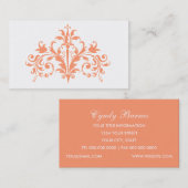 Peach and White Barock Business Card Visitenkarte (Vorne/Hinten)