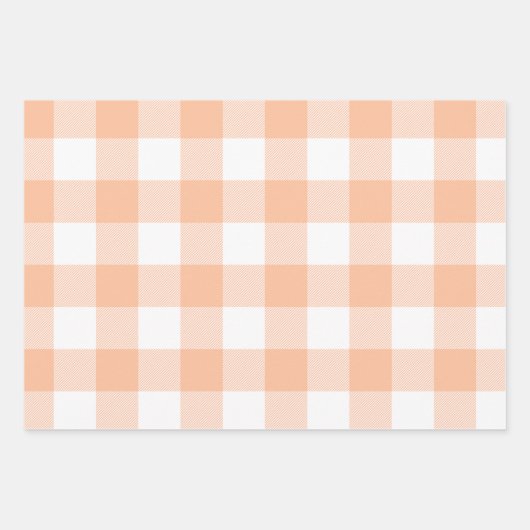 Peach and White Country Gingham Geschenkpapier Set (Vorderseite 3)