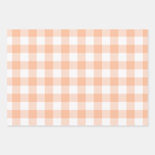 Peach and White Country Gingham Geschenkpapier Set (Vorderseite 2)