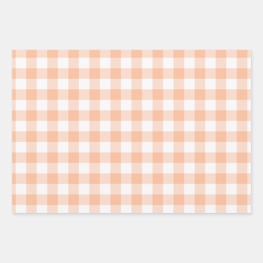 Peach and White Country Gingham Geschenkpapier Set (Vorderseite)