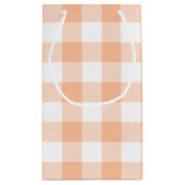 Peach and White Country Gingham Kleine Geschenktüte (Rückseite)