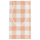 Peach and White Country Gingham Kleine Geschenktüte (Vorderseite)