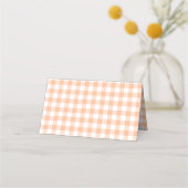 Peach and White Country Gingham Platzkarte (Rückseite)