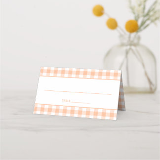 Peach and White Country Gingham Platzkarte