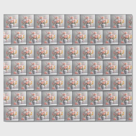 Peach and White Dahlia Bouquet Geschenkpapier (Flach)