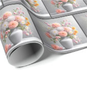 Peach and White Dahlia Bouquet Geschenkpapier (Rolleneckpunkt)