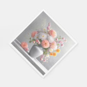 Peach and White Dahlia Bouquet Serviette (Ecke)