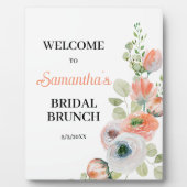 Peach and White Floral Bridal Brunch Welcome Fotoplatte (Vorderseite)