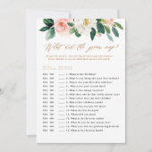 Peach and White Floral Groom Says Game Einladung (Vorderseite)