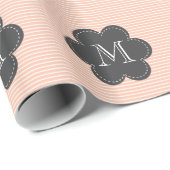 Peach and White Floral Monogram Birthday Geschenkpapier (Rolleneckpunkt)