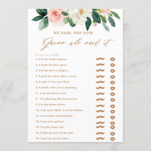 Peach and White Floral sagte er, sie sagte Spiel Einladung