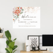 Peach and White Floral Wedding Welcome Poster (Heimbüro)