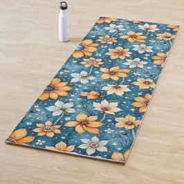 Peach and White Floral Yoga Mat Yogamatte