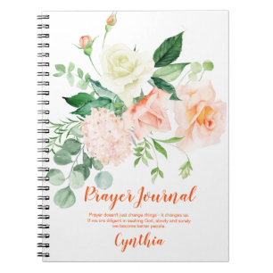 Peach and White Roses Greenerity Prayer Journal Notizblock