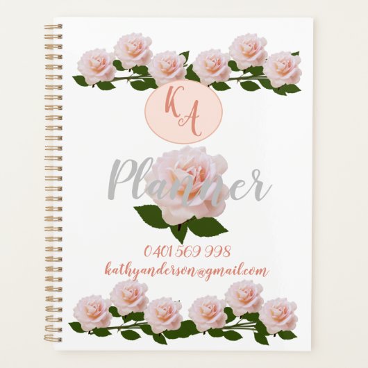 Peach and White Roses Persönlicher Planer (Vorderseite)