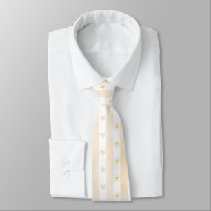 Peach and White Stripe - Herz, Blume, Paw Print Krawatte