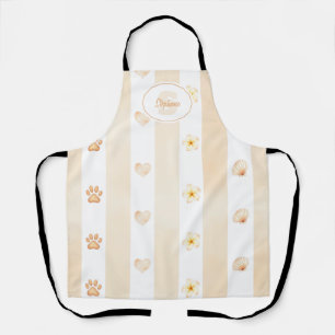 Peach and White Stripe - Herz, Blume, Paw Print Schürze