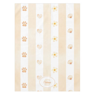 Peach and White Stripe - Herz, Blume, Paw Print Tischdecke