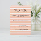 Peach and White Stripes Wedding RSVP Karte (Stehend Vorderseite)