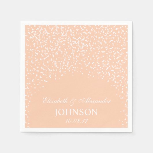 Peach and White Wedding Confetti Muster Serviette (Vorderseite)