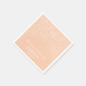 Peach and White Wedding Confetti Muster Serviette (Ecke)