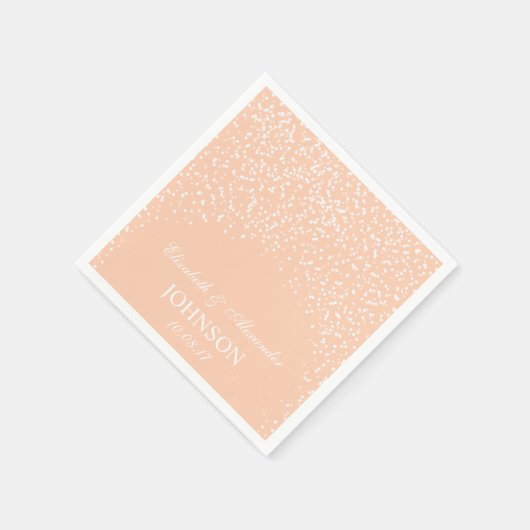 Peach and White Wedding Confetti Muster Serviette (Ecke)