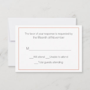 Peach and White Wedding Response Card RSVP Karte