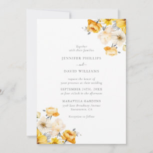 Peach and Yellow Minimalistisch Floral Wedding Einladung